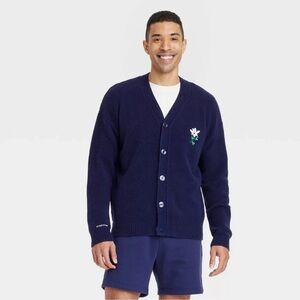 Men's Kindness Blooms Floral Print V-Neck Cardigan - Goodfellow & Co Navy